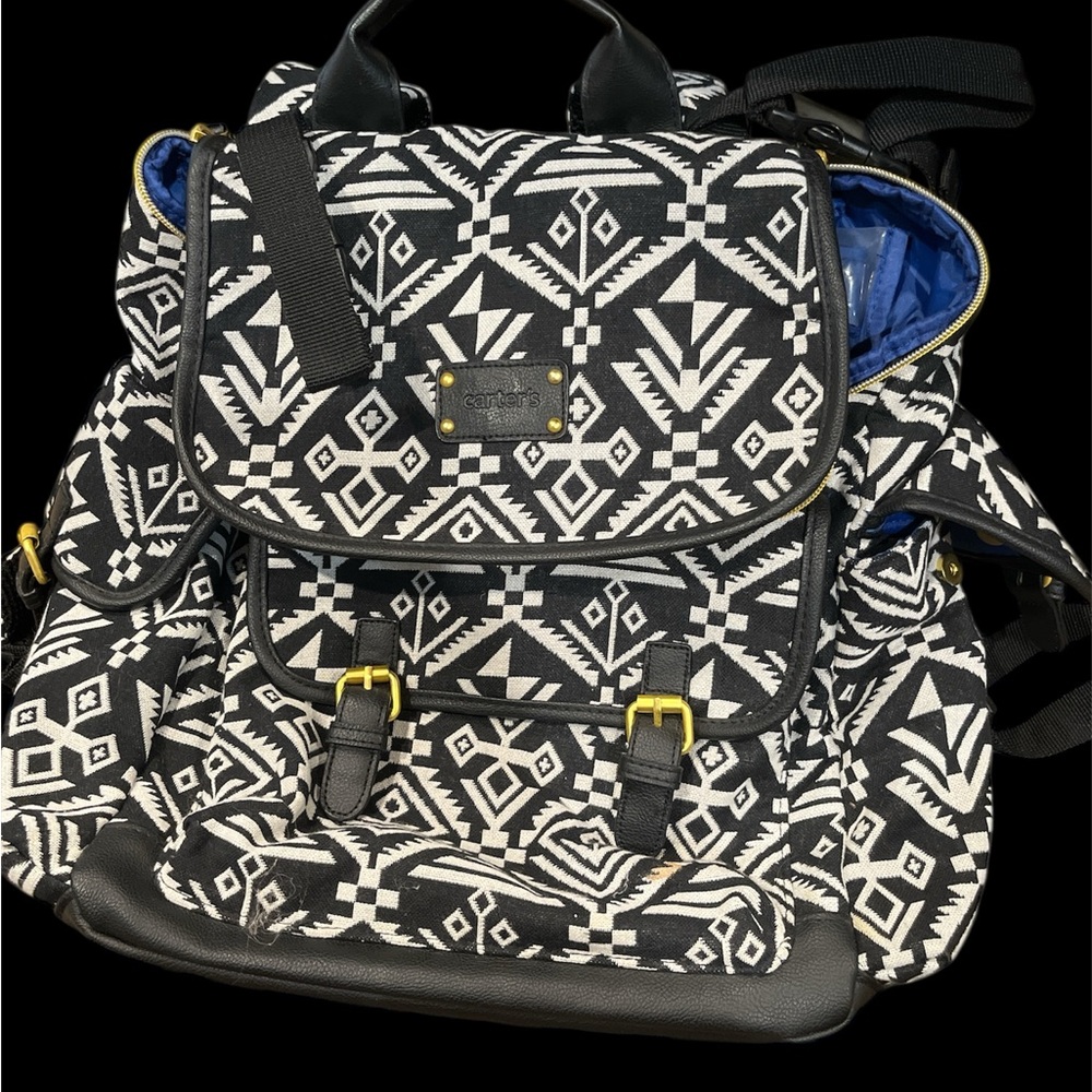 Carter’s Baby Bag - Black and White Geometric Backpack Style